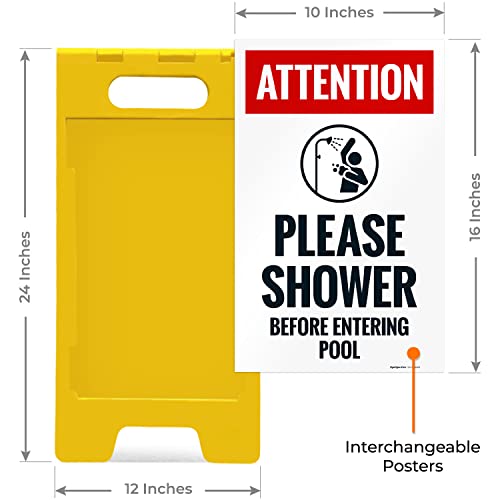 Señal plegable para piso 'Attention Please Shower' 10x16 pulgadas miniatura 3