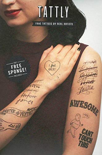 TATTLY Single and Stoked Temporary Tattoo Set 8 Fake Tattoos by Real Artists 1 Sponge