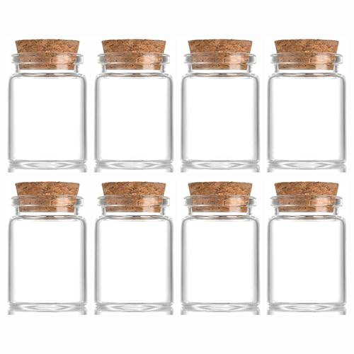 EWEIGEER 8 pcs 35ml Small Glass Bottles with Cork Stopper Christmas Ornaments,Wishing Bottle 37x50mm(1.46x1.97inch)