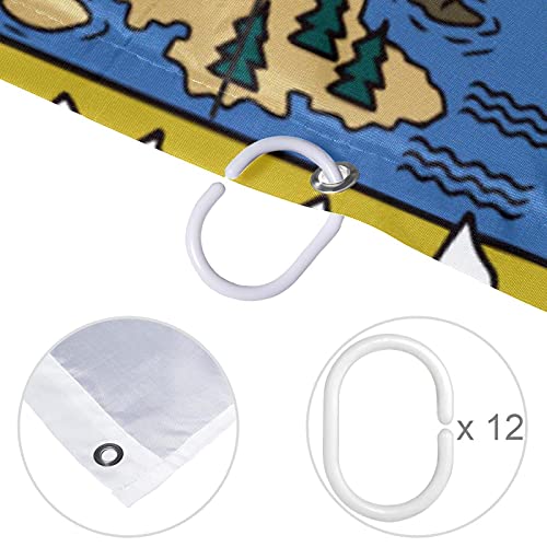 Rideau de douche carte de pirate et crochets pour douche et baignoire - 5