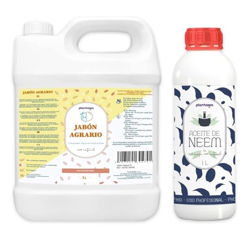 PLANTAWA Sapone Molle di Potassio 5L + Olio di Neem 1L | Formula Pura ed Altamente Concentrata | Soluzione Naturale per Cura Domestica | Versatile e multiuso per Interno ed Esterno