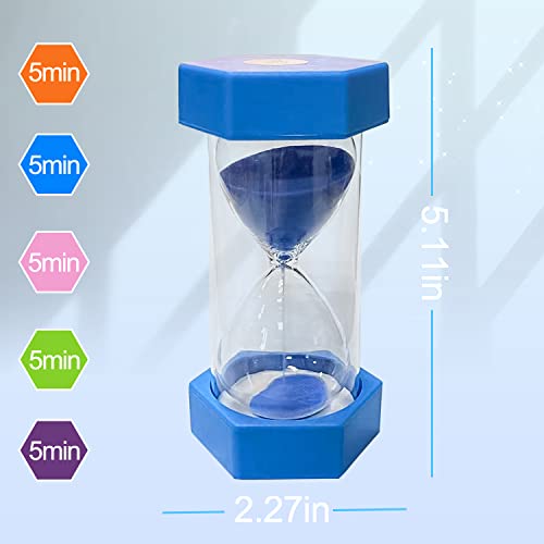 Sand Timer Set, Sandglass Set for Children Shower timer, Glass Timer, Hourglass for Classroom Game Home Office Decoration 5min, blue - Image 3