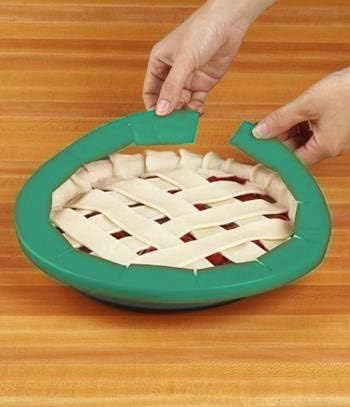 Cornucopia Silicone Pie Crust Shields (2 pack), Adjustable Pie Protectors, Green