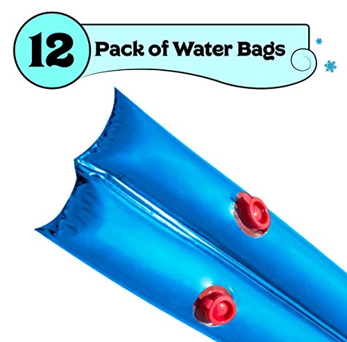 Buffalo Blizzard Blue 10-Foot Long Double Chamber Water Bags | 12 Pack | 22-Gauge Heavy-Duty Vinyl Material | Secures Winter Cover To Rectangular Swimming Pools #TOP1