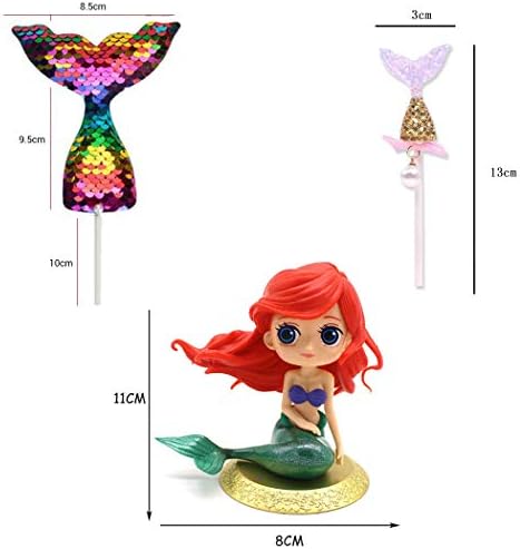 GEWU Mermaid Doll Cake Topper Figure Sequin Mermaid Tail Cupcake Topper for Wedding Kids Birthday Baby Shower Mermaid Theme Party Decoration Pack of 7