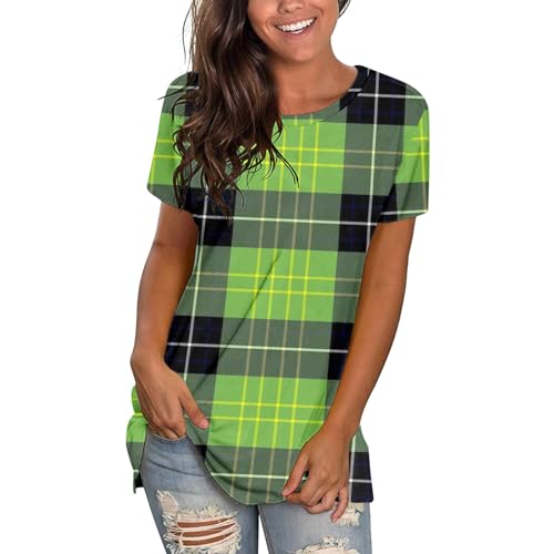Camiseta para el día de San Patricio, informal, holgada, de verano, cómoda, túnica de manga corta, cuello redondo, trébol, ropa irlandesa verde, disfraz para adultos, 04-negro, S