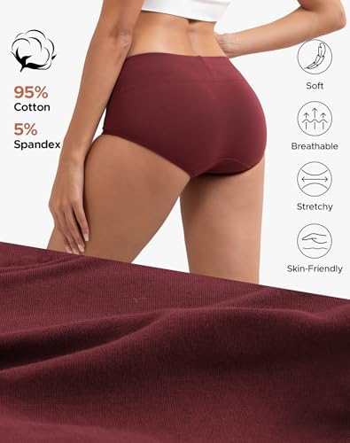 INNERSY Women's Cotton Underwear High Waist Ladies Briefs Full Coverage Panties 4-Pack2