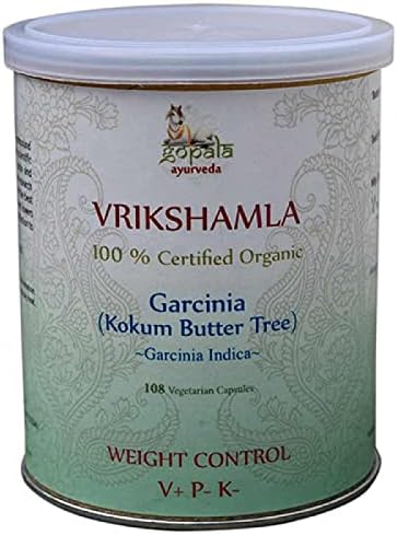 VRIKSHAMLA Capsules (USDA Certified Organic) Garcinia Indica - 108 Vcaps of 500mg Each | 100% Organic Herbal Food Supplement
