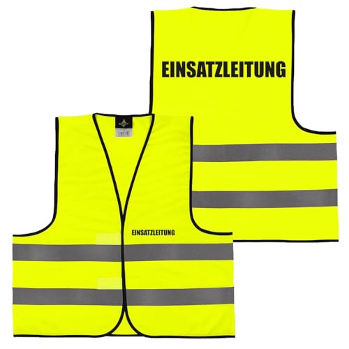 Falkenheyn Warnweste mit Aufdruck - Sicherheitsweste Notarzt Sanitäter Brandschutzhelfer Ersthelfer Ordner Rücken/Front- Druck - Gelb Orange M/XL/XXL/5XL