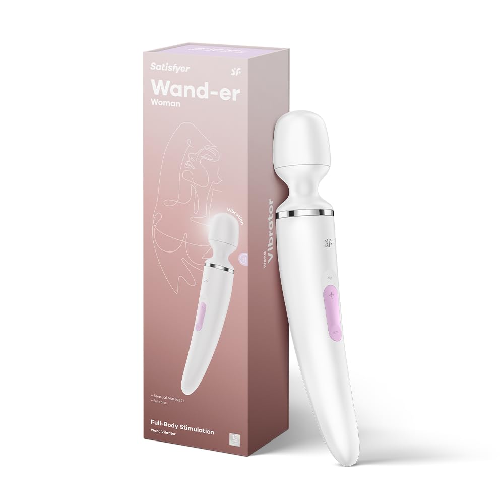 Satisfyer Wand-er Woman Massagestab mit 50 Vibrations-Modi | Farbe Weiß | Sex-Spielzeug stark & leise | Elektronische Körpermassage für Frauen & Männer | Kleiner Ganzkörper Vibrator | Erotik