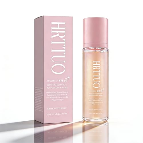 Sheer Setting Mist Sunscreen SPF 50 Makeup-Friendly Setting Mist with Hydrating Glow Reef-Safe & Non-Greasy Fast-Absorbing for Beach Wedding Travel (1pc)