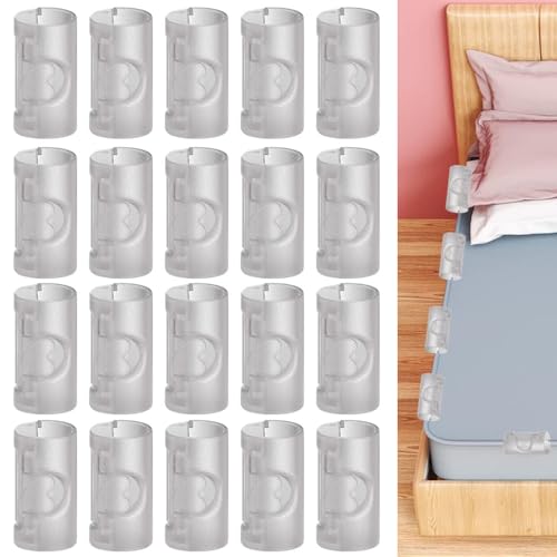 Ygapuzi 20 Pinces en Plastique pour draps de lit, Clips de Fixation de Drap avec réglage à Deux Vitesses Clips de Drap de lit Maintient Le Drap en Place pour...