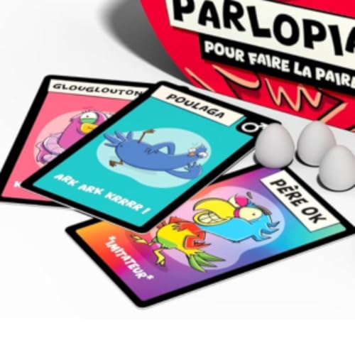 Megableu - PARLOPIAF - Jeu de Société Hilarant pour Adutes & Enfants dès 8 Ans - Jeu de Cartes d'Ambiance - Trouver Votre Partenaire pour Gagner des Oeufs - 3 à 6 Joueurs - Idée Cadeau - en Français