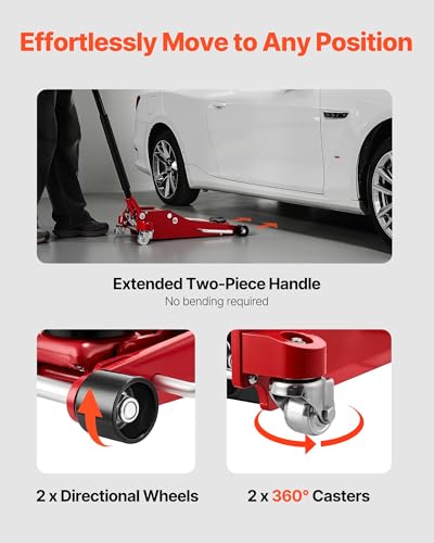 Image of VEVOR Low Profile Floor Jack 3 Ton Aluminum and Steel Racing Floor Jack with Dual Pistons Quick Lift Pump, Hydraulic Trolley Car Lift for Sports Car, SUV, Pickup, Lifting Range 3.3 inch-20.3 inch
