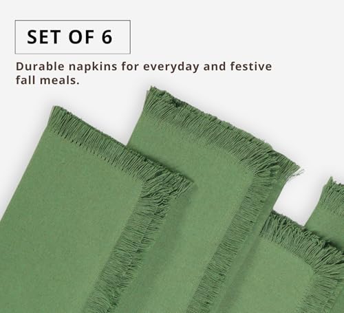 PurpleEssences Cloth Napkins with Fringes, 100% Cotton Spring Easter Summer Table Decor, Set of 6 18x18 Inch Reusable Dinner Napkins for Parties and Weddings - Sage Green by PurpleEssences - Used condition - Image 6