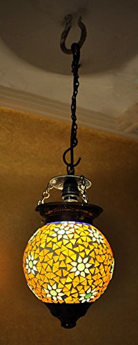 Lalhaveli Home Decor Ceiling Lights, Glass Lampshade, Bedroom Mosaic Yellow Lights, Pendant, Glass, Moroccan Lantern #TOP1