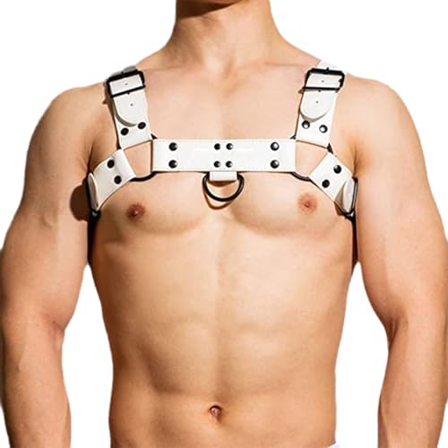 Mens Adjustable Buckle Leather Half Harness Body Chest Gay Belt Punk Shoulder Strap Muscle Suspender Vest Costume2