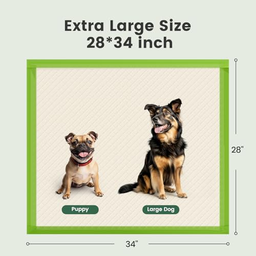 Gardner Pet Dog Pee Pads Extra Large 28"x34", XL Thicker ECO Green Disposable XLarge Puppy Training Pads Super Absorbent Full Edge-Wrapping Pad for Dogs, Puppies, Doggie, Cats, Rabbits-(30 Count) by Gardner Pet - Image 4