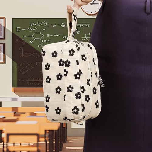 Image of Bluboon Big Capacity Pencil Case Pencil Pouch School Supplies Cute Pencil Box Pencil Bag for Teen Girls Boys Women Man (Black Floral 95)