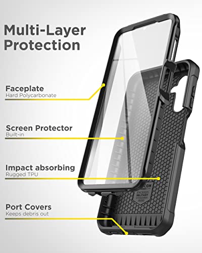 Encased Falcon Armor For Samsung Galaxy A13 5G Phone Case With Built-In Screen Protector (Black) #TOP1