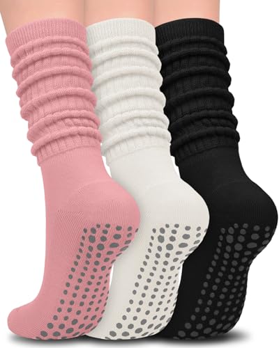 Aoliks Women’s Pilates Grip Socks with Slouch Non-Slip Grip