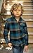 Gioberti Kids and Boys Brushed Flannel Plaid Checkered Shirt with Corduroy Contrast, Dark Green/Red Highlight, Size 14