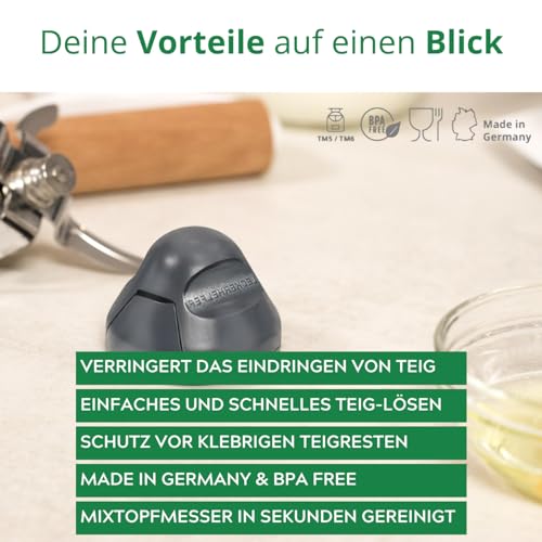 TeigPRO Messerschutz passend für Thermomix TM7, TM6, TM5 – Dreckschutz für Teige – schützt das Messer, reduziert Teigrückstände, erleichtert die Reinigung