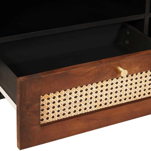 Support multimédia compact rectagnulaire en bois marron de 80cm - 8