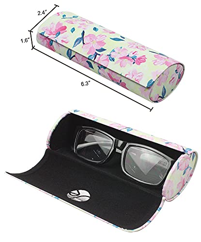 Javoedge [3 Pack] Floral Pattern Long Oval Hard Eyeglass Case With Magnetic Enclosure - Style D #TOP2