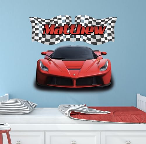 Vinilo decorativo personalizado de autos de carrera para niños miniatura 3