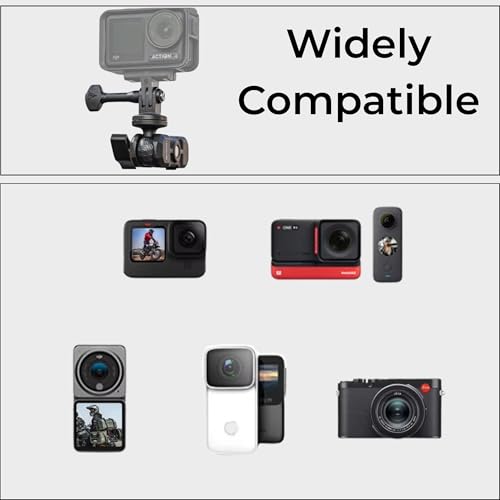 Image of Action Camera Handlebar Mount with 360 Dual Ball Head, Aluminum Bicycle /Motorcycle Clamp Mount Compatible with Action Cameras for DJI Osmo Action 6 /5 Pro /4 /3, Hero 13 /12 /11 /10 /9 /8 /7, Insta360