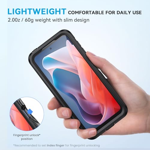 Lanhiem Motorola G Play 5G 2024 Case, IP68 Waterproof Dustproof Shockproof Case with Built-in Screen Protector, Full Body Underwater Protective Cover for Moto G Play 2024 Only, Black