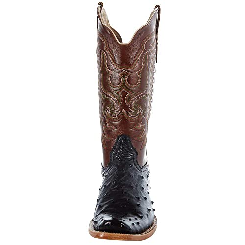 Men's Black Full Quill Ostrich 13" Cognac Sinatra Top Boot2