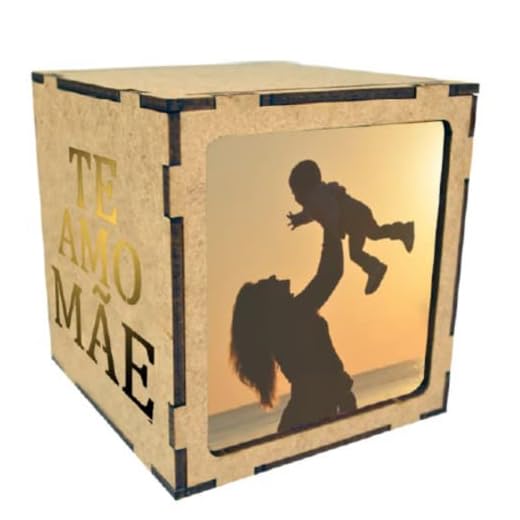 Cubo Porta Retrato Iluminado vela p presente do dia das Maes