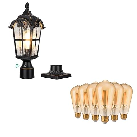 DEWENWILS&EDISHINE EDISHINE Dusk to Dawn Outdoor Post Light with Pier Mount Base 6 Pack Vintage LED… — $77.38 (10% off)