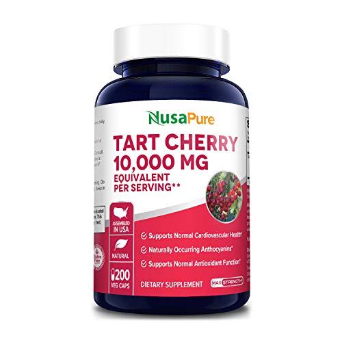 Tart Cherry 10,000mg – 200 Veggie Caps (Vegan, Non-GMO & Gluten-Free) Antioxidant Support – Naturally Occurring Anthocyanins*