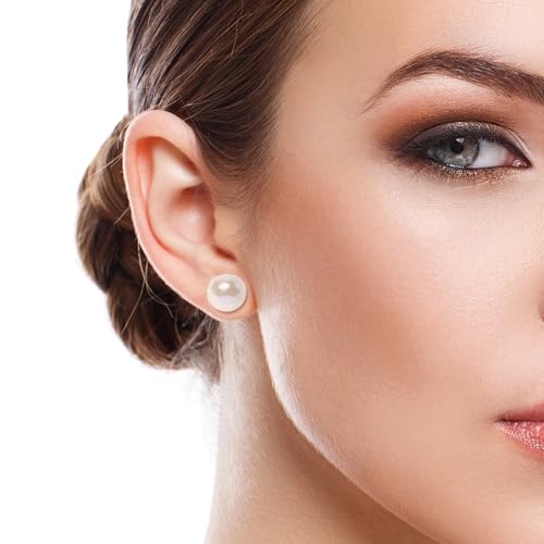 Stunning 10-11mm Grade AAA+ Genuine Freshwater Cultured Pearl Stud Earrings in 925 Sterling Silver – Cream White, Pink, Lavender, and Peacock Black3