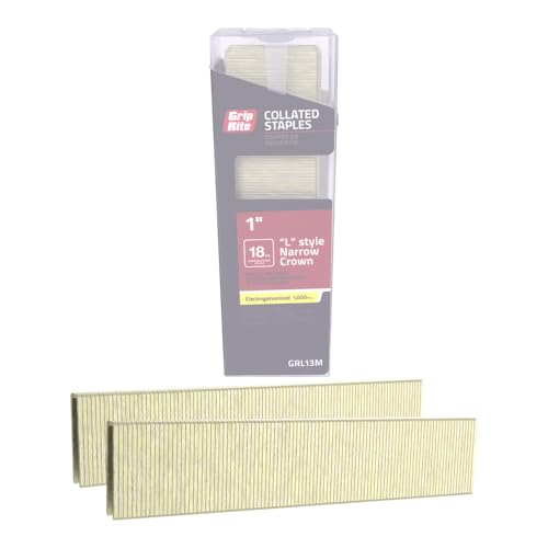 Grapas GRL13M Grip Rite de corona estrecha tipo L de calibre 18 electrogalvanizadas para fijación