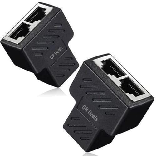 Image of RJ45 Splitter Connector,Dual LAN Ethernet Socket USB 1 to 2 Female Network Adapter Compatible with Cat5, Cat5e, Cat6, Cat7. (RJ45 Extender 1x2) Black. Pack of 1