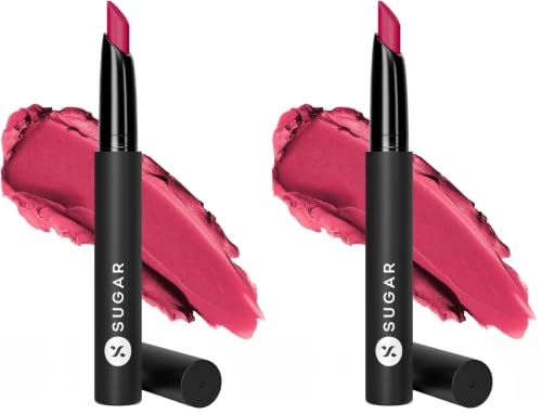 Image of SUGAR Cosmetics Matte Attack Lipstick for Women | Transferproof & Smudgeproof | Lasts upto 12hrs | Enriched With Jojoba Oil | 2gm - Bold Play (Pack of 2)