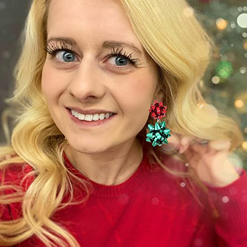 Cealxheny Christmas Earrings For Women Festive Bow Drop Dangle Earrings Gift Stud Earrings Set For Girls (A Red+Green) #TOP3