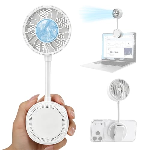 Image of ZORBES Mini Clip Fan, Ice Cooling, 3 Speeds, Rechargeable Phone Stand