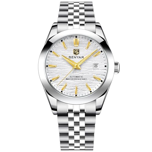BENYAR BY5209 Reloj mecánico automático para Hombre 40 mm Correa de Acero Inoxidable Impermeable Luminoso Reloj Casual para Hombre Fecha, Color Blanco., Moderno BENYAR BY5209 Reloj mecánico automático para Hombre 40 mm Correa de Acero Inoxidable Impermeable Luminoso Reloj Casual para Hombre Fecha, Color Blanco., Moderno