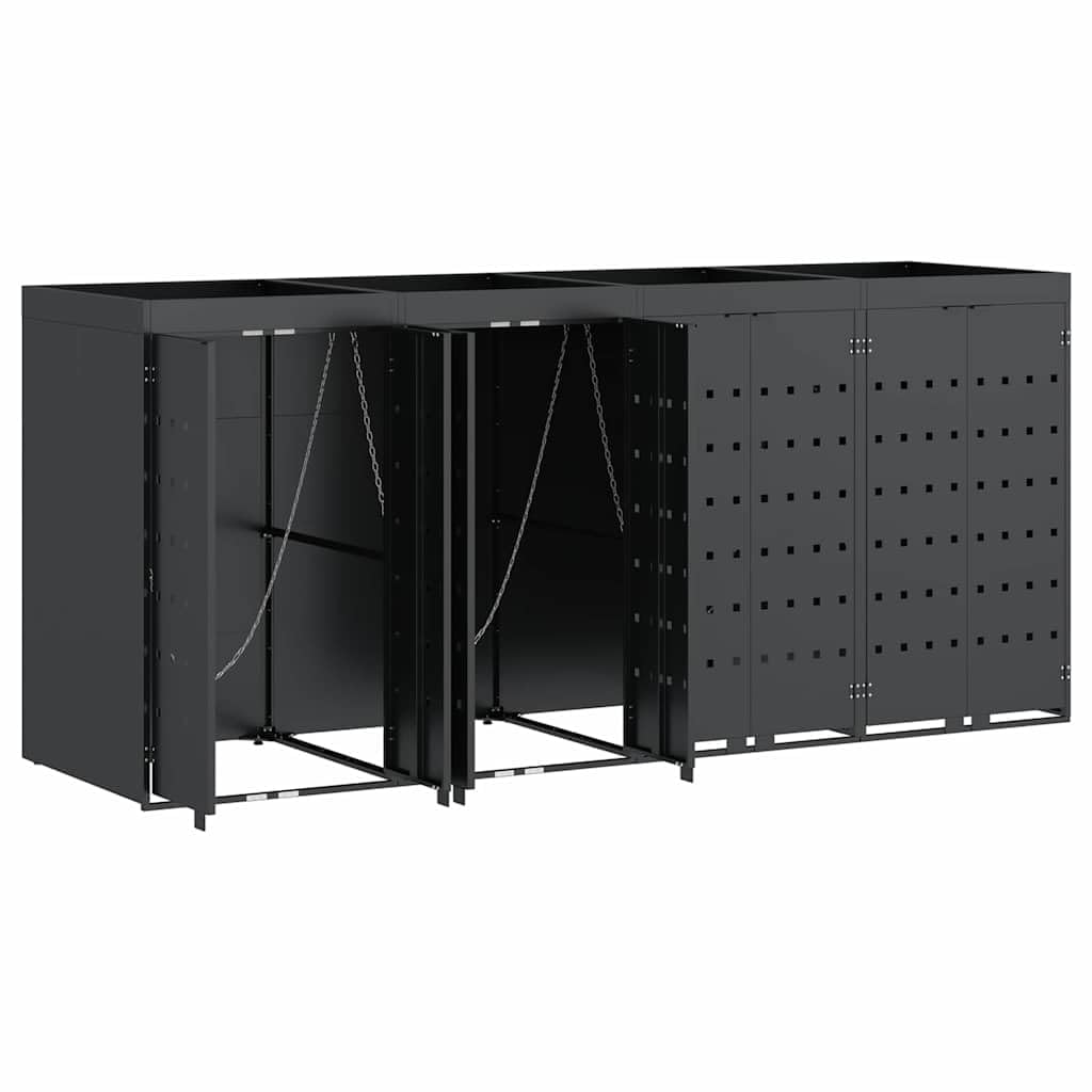 Genérico Almacenamiento de Cubos Wheelie para 4 Cubos Antracita,Casa y jardín,Productos del hogar,Accesorios para contenedores de residuos,Soportes para contenedores de residuos-3394745
