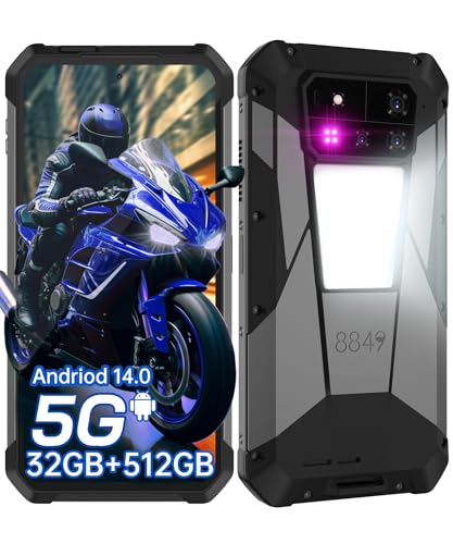 8849 Tank 4 Pro Rugged Smartphone 5G, IP68 Waterproof Android 14 Mobile Cell Phones Unlocked with Projector, 32GB+512GB, 6.73’’ AMOLED Screen, 11600mAh(120W)/1200LM Camping Light/GPS/OTG