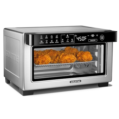 Gourmia Toaster Oven Digital Air Fryer - Convection Mode with 4 Slice Capacity, 3 Rack Positions, 12 Presets
