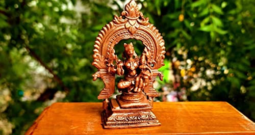 Image of Copper Idols of god Lakshmi Hayagiriva with Prabhavalli, 3.3 Inches,146 Grams, Patina Antique Finish, Pack of 2 Piece