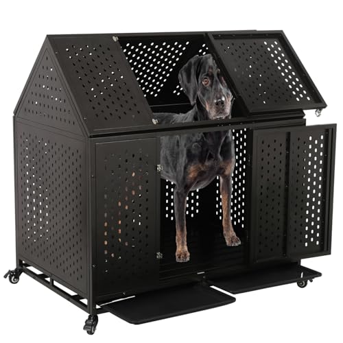 44'' Heavy Duty Dog Crate with Wheels and Trays