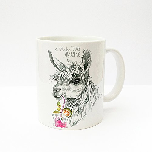 ilka parey wandtattoo-welt 'Taza de café Taza de café Taza Alpaca con Long Drink y Texto en inglés Make Today Amazing ts223