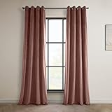 HPD Half Price Drapes Grommet Plush Velvet Curtains 108 Inches Long Room Darkening Curtains for Bedroom & Living Room (1 Panel), 50W x 108L, Wild Rose